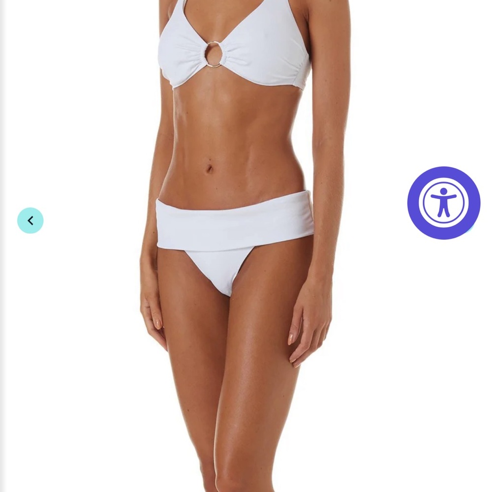 Melissa Odabash White Brussels Bikini Bottom Foldover Ribbed Cheeky 46 10 12